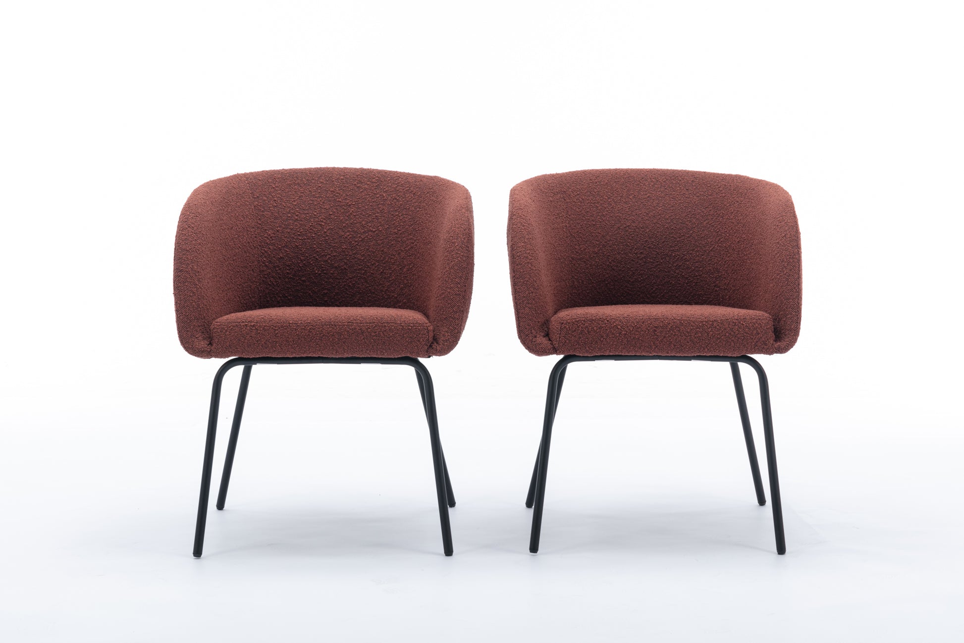 040 Set Of 2 Boucle Fabric Dining Chairs With Black Metal Legs,Wine Red Wood Wine Red Dining Room Foam Wipe Clean Modern Dining Chairs Wing Back Foam Boucle