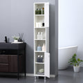 Kleankin Tall Bathroom Storage Cabinet With Mirror, Wooden Freestanding Tower Cabinet With Adjustable Shelves, For Bathroom, Or Living Room, White White Particle Board