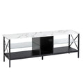 Tv Stand,Iron Tv Cabinet,Entertainment Center, Tv Set, Media Console, With Led Lights, Remote Control,Toughened Glass Stand,Can Be Placed In The Living Room, Bedroom, Color:White With Marble Texture White Primary Living Space 60 69 Inches 60 69 Inches 65