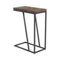 Rustic Herringbone And Sandy Black Accent Table Brown Primary Living Space Industrial Tabeltop Rectangular Coffee & End Tables Metal