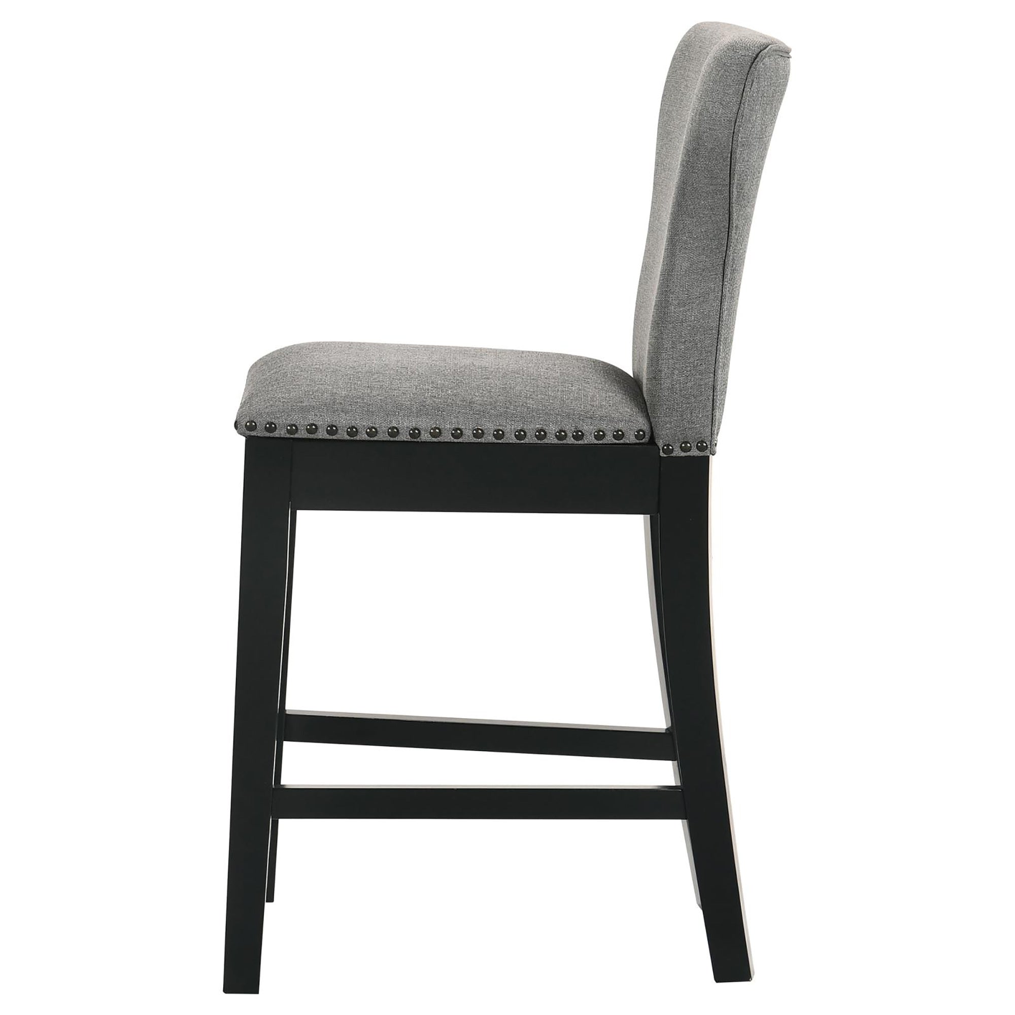 Grey and Black Stool with Nailhead Trim Set of 2 black-dining room-wipe clean-transitional-bar