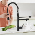 Commercial Kitchen Faucet With Pull Down Sprayer, Single Handle Single Lever Kitchen Sink Faucet Oil Rubbed Bronze Kitchen Contemporary Ceramic Brass