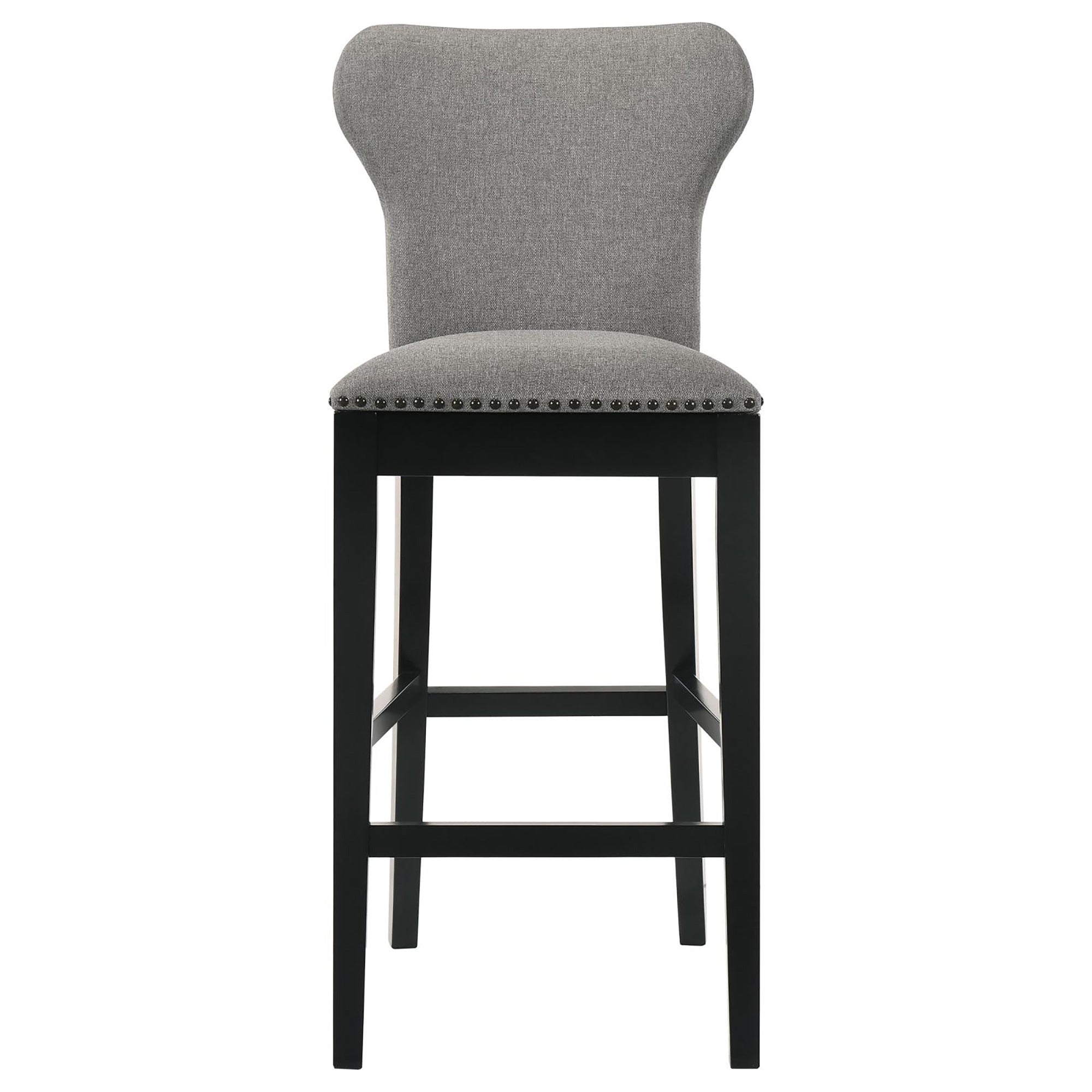 Grey and Black Stool with Nailhead Trim Set of 2 grey-dining room-wipe clean-transitional-bar