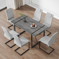 Industrial Rectangular Mdf Material Gray Dining Table With Texture, Equipped With A 1.57 Inch Thick Tabletop And Black Metal Legs, Used For Writing Desks, Kitchen Terraces, Dining Rooms 1529 Grey Mdf