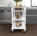 56 Inch Rolling Kitchen Island With Storage,Kitchen Cart With Solid Oak Wood Top,Two Sided Kitchen Island Cart On Wheels ,Wine And Spice Rack, Large Kitchen Cart With 2 Drawers, Milk White Natural Top Milk White Dining Room American Design,Antique