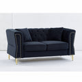 3 Seater 2 Seater Combination Sofa Tufted Couch With Rolled Arms And For Living Room, Bedroom, Office, Apartment, Four Pillows Black Foam Velvet