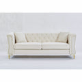 3 Seater 2 Seater Combination Sofa Tufted Couch With Rolled Arms And For Living Room, Bedroom, Office, Apartment, Four Pillows Beige Foam Velvet