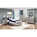 Metallic Twin Mercury Bed Twin Silver Wood Bedroom Glam Kids Faux Leather Wood