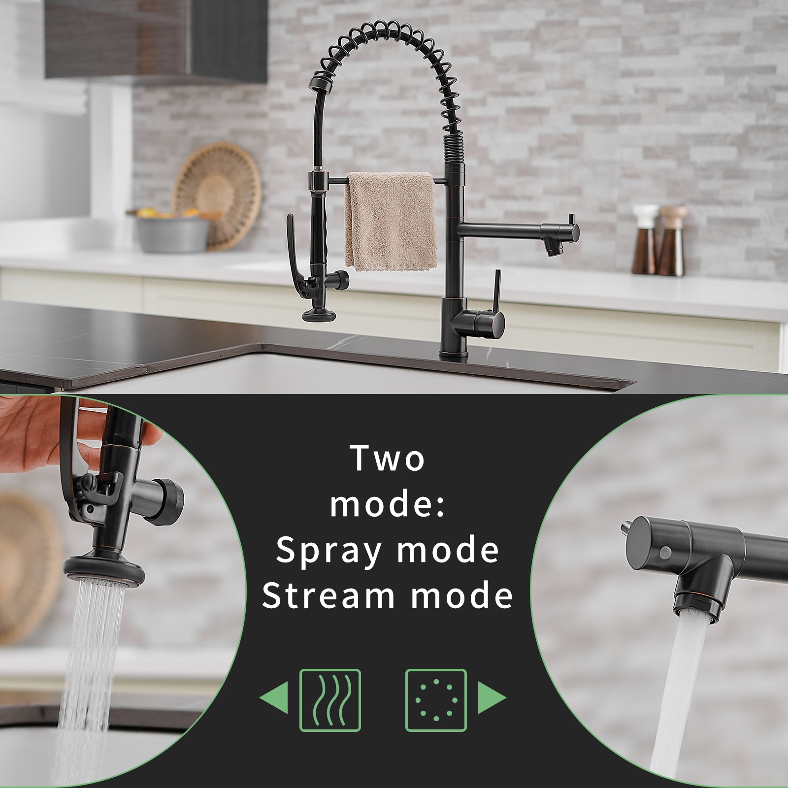 Commercial Kitchen Faucet With Pull Down Sprayer, Single Handle Single Lever Kitchen Sink Faucet Oil Rubbed Bronze Kitchen Contemporary Ceramic Brass