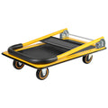 Moving Platform Hand Truck Home Large Foldable Push Cart Dolly 330 Lbs Capacity Heavy Duty Space Saving Collapsible Swivel Push Handle Flat Bed Wagon Yellow Steel