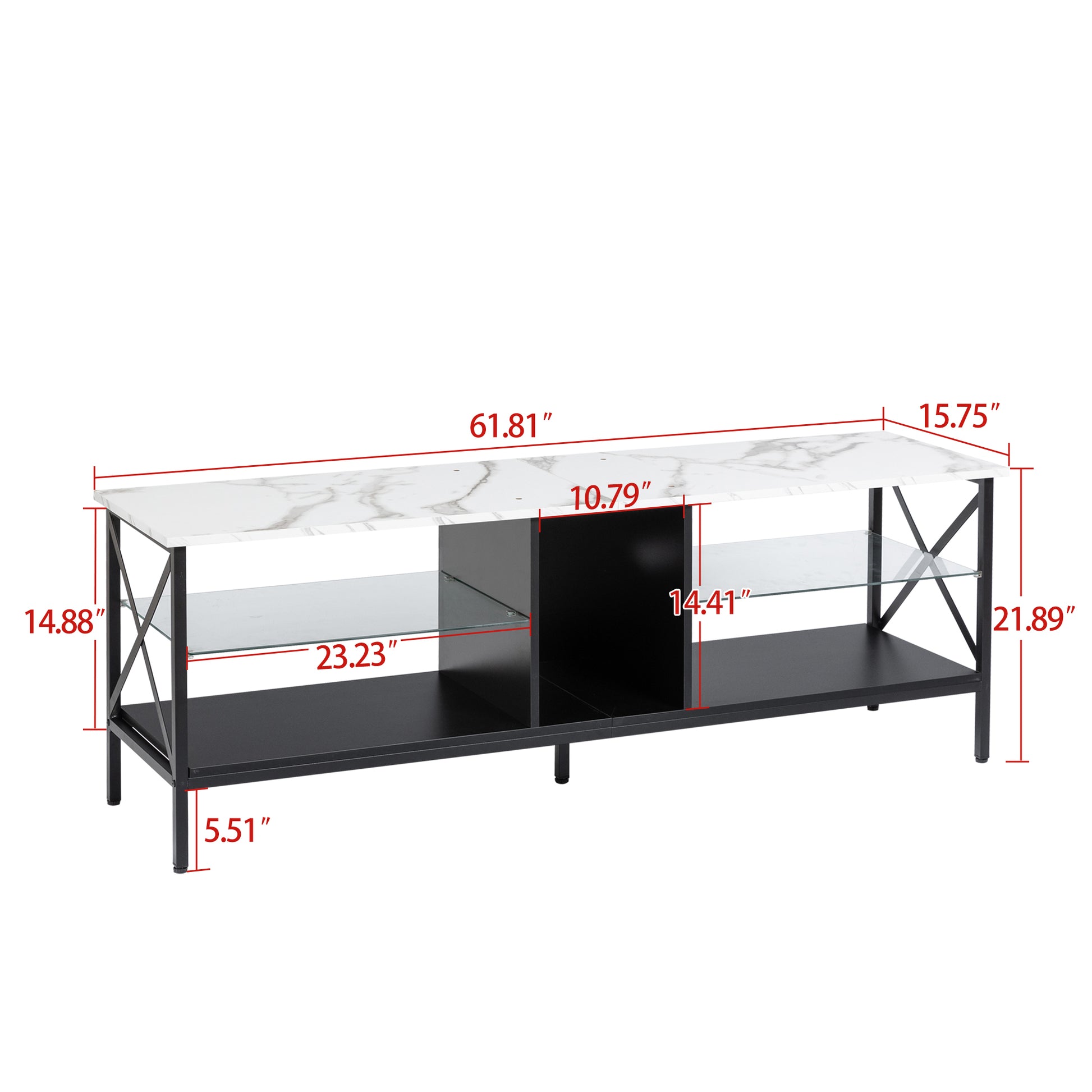 Tv Stand,Iron Tv Cabinet,Entertainment Center, Tv Set, Media Console, With Led Lights, Remote Control,Toughened Glass Stand,Can Be Placed In The Living Room, Bedroom, Color:White With Marble Texture White Primary Living Space 60 69 Inches 60 69 Inches 65