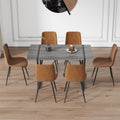Industrial Rectangular Mdf Material Gray Dining Table With Texture, Equipped With A 1.57 Inch Thick Tabletop And Black Metal Legs, Used For Writing Desks, Kitchen Terraces, Dining Rooms 1529 Grey Mdf