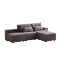 Convertible 3 In 1 Sleeper Sofa And Sectional Sofa With 4 Storage Space For Living Room,Corduroy Couch With 4 Pillows,Corduroy Grey Corduroy 3 Seat