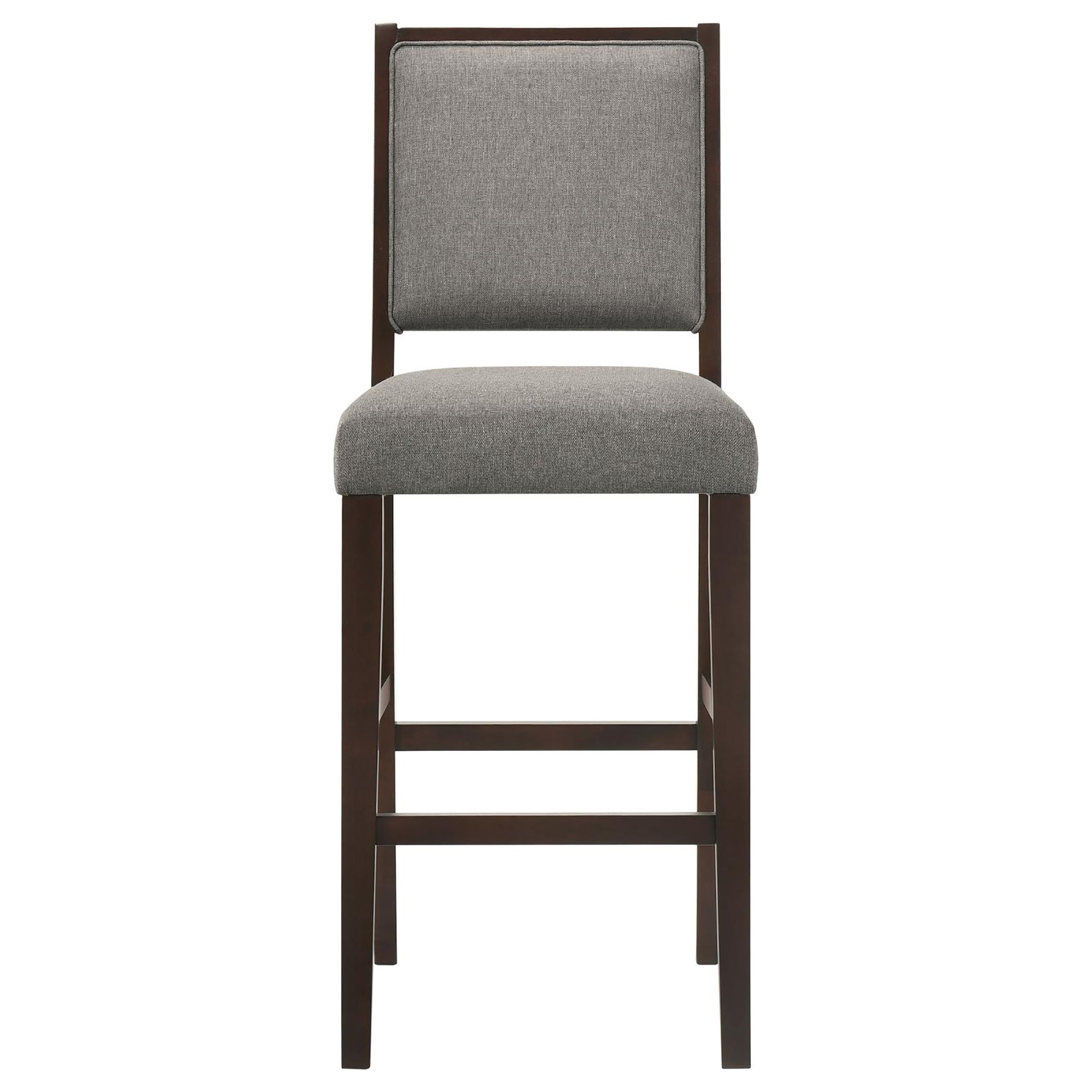 Grey And Espresso Stool With Footrest Set Of 2 Grey Espresso Dining Room Wipe Clean Transitional Bar Stools Open Back Wood