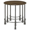 Natural And Gunmetal 3 Piece Nesting Table Brown Primary Living Space Contemporary,Modern Tabeltop Mango Round Coffee & End Tables Wood