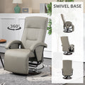 Homcom Pu Recliner With Footrest, Lounge Chair With 135 Adjustable Backrest, Swivel Wood Base, Padded Seat & Armrests For Living Room, Gray Gray Pu