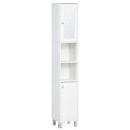 Kleankin Tall Bathroom Storage Cabinet With Mirror, Wooden Freestanding Tower Cabinet With Adjustable Shelves, For Bathroom, Or Living Room, White White Particle Board