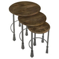 Natural And Gunmetal 3 Piece Nesting Table Brown Primary Living Space Contemporary,Modern Tabeltop Mango Round Coffee & End Tables Wood