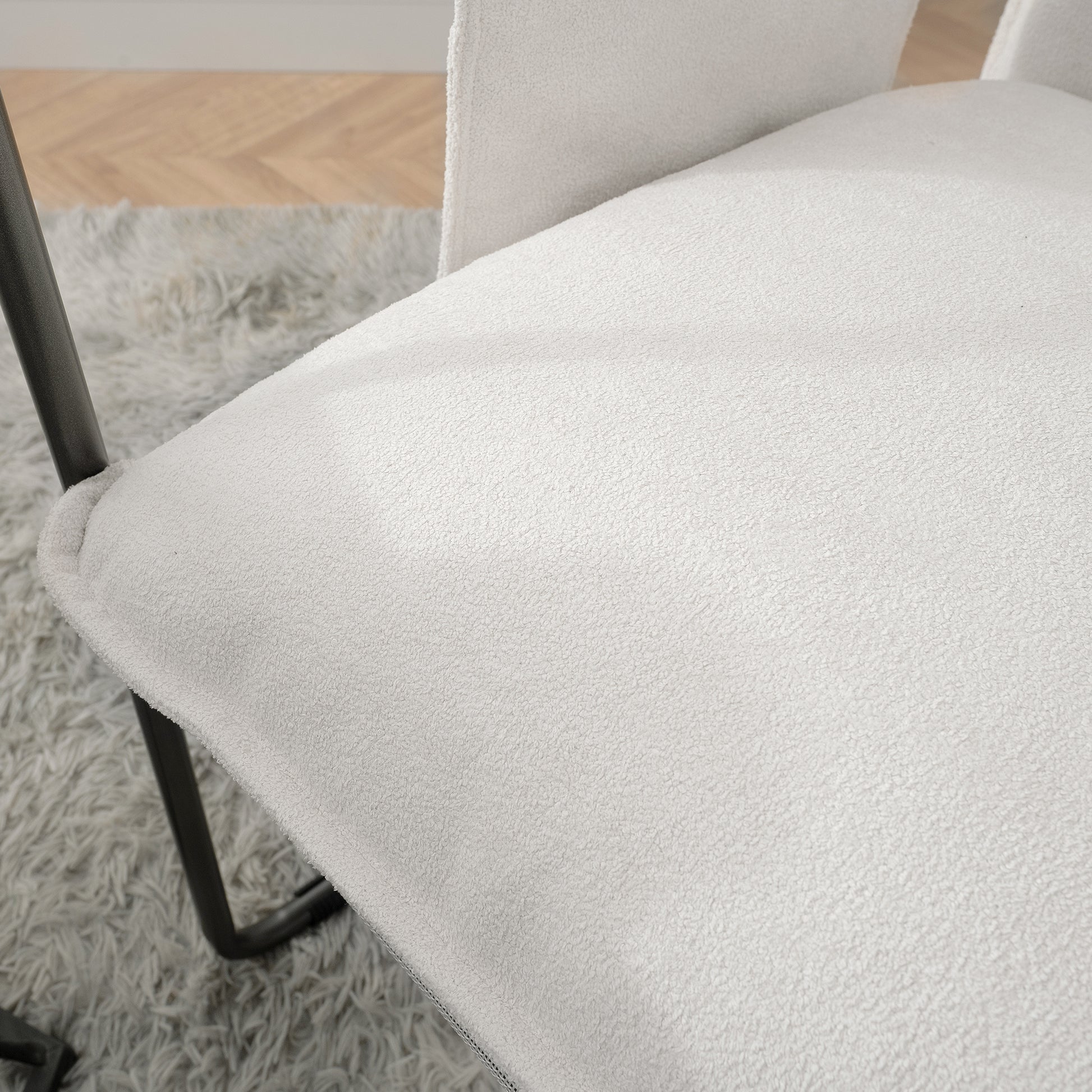 2 Sets 1 Case, Upholstered Hanging Armchair With Arm Pocket Metal Frame, Crushed Foamcushions And Skin Friendly Braid For Living Room And Bedroom. White Color White Foam Polyester