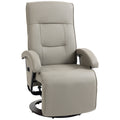 Homcom Pu Recliner With Footrest, Lounge Chair With 135 Adjustable Backrest, Swivel Wood Base, Padded Seat & Armrests For Living Room, Gray Gray Pu