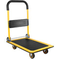 Moving Platform Hand Truck Home Large Foldable Push Cart Dolly 330 Lbs Capacity Heavy Duty Space Saving Collapsible Swivel Push Handle Flat Bed Wagon Yellow Steel