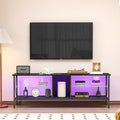 Tv Stand,Iron Tv Cabinet,Entertainment Center, Tv Set, Media Console, With Led Lights, Remote Control,Toughened Glass Stand,Can Be Placed In The Living Room, Bedroom, Color:Black With Marble Texture Black Primary Living Space 60 69 Inches 60 69 Inches 65