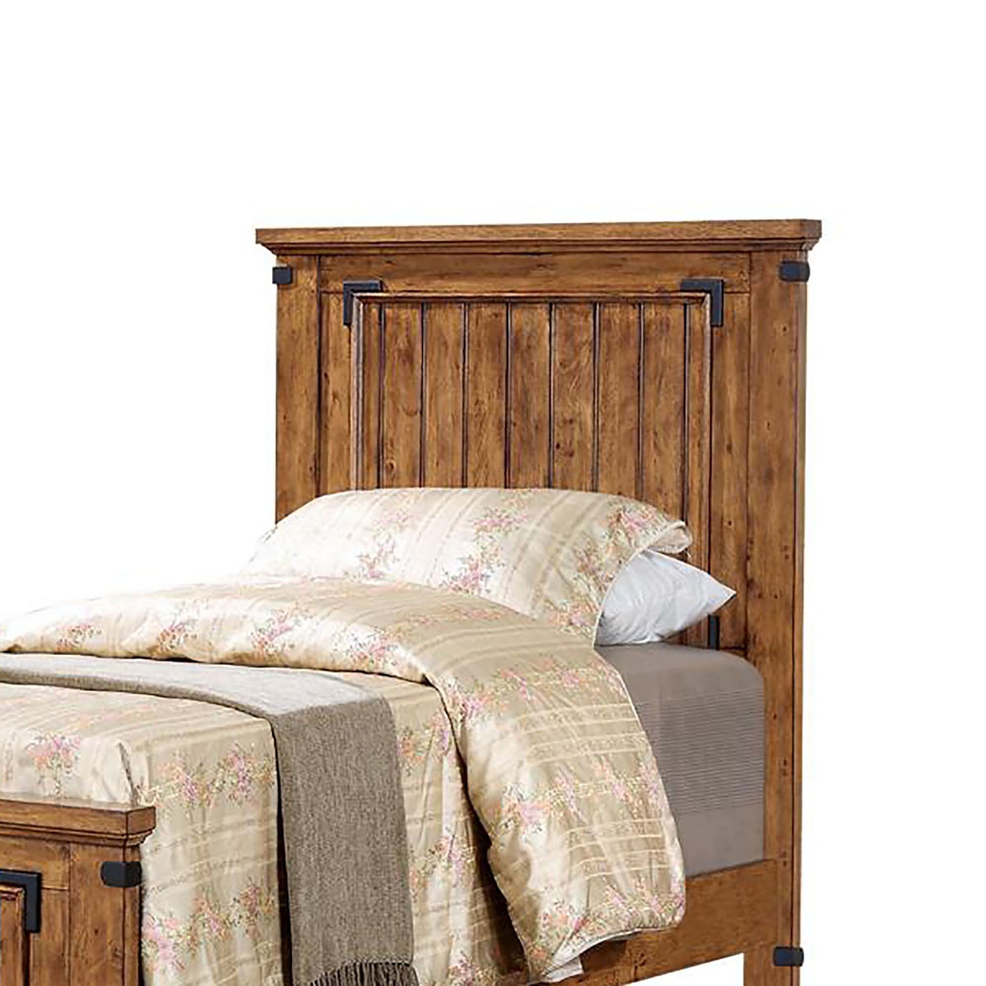 Rustic Honey Twin Panel Bed Box Spring Required Twin Brown Wood Brown Bedroom Rustic Rubberwood Panel Wood