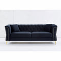 3 Seater 2 Seater Combination Sofa Tufted Couch With Rolled Arms And For Living Room, Bedroom, Office, Apartment, Four Pillows Black Foam Velvet