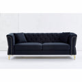 3 Seater 3 Seater Combination Sofa Tufted Couch With Rolled Arms And For Living Room, Bedroom, Office, Apartment, Four Pillows Black Foam Velvet