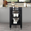 57 Inch Rolling Kitchen Island With Storage,Kitchen Cart With Solid Oak Wood Top,Two Sided Kitchen Island Cart On Wheelswine And Spice Rack, Large Kitchen Cart With 2 Drawers, Black Natural Top Black Natural Dining Room American Design Rectangular