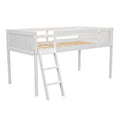 Twin Size Wood Low Loft Bed With Ladder, Ladder Can Be Placed On The Left Or Right, White Box Spring Not Required Twin White Wood Bedroom Solid Wood Mdf