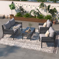 K&K 4 Piece Rope Patio Furniture Set, Outdoor Furniture With Tempered Glass Table, Patio Conversation Set Deep Seating With Thick Cushion For Backyard Porch Balcony Grey Yes Complete Patio Set Grey Weather Resistant Frame Fade Resistant Cushion Garden &