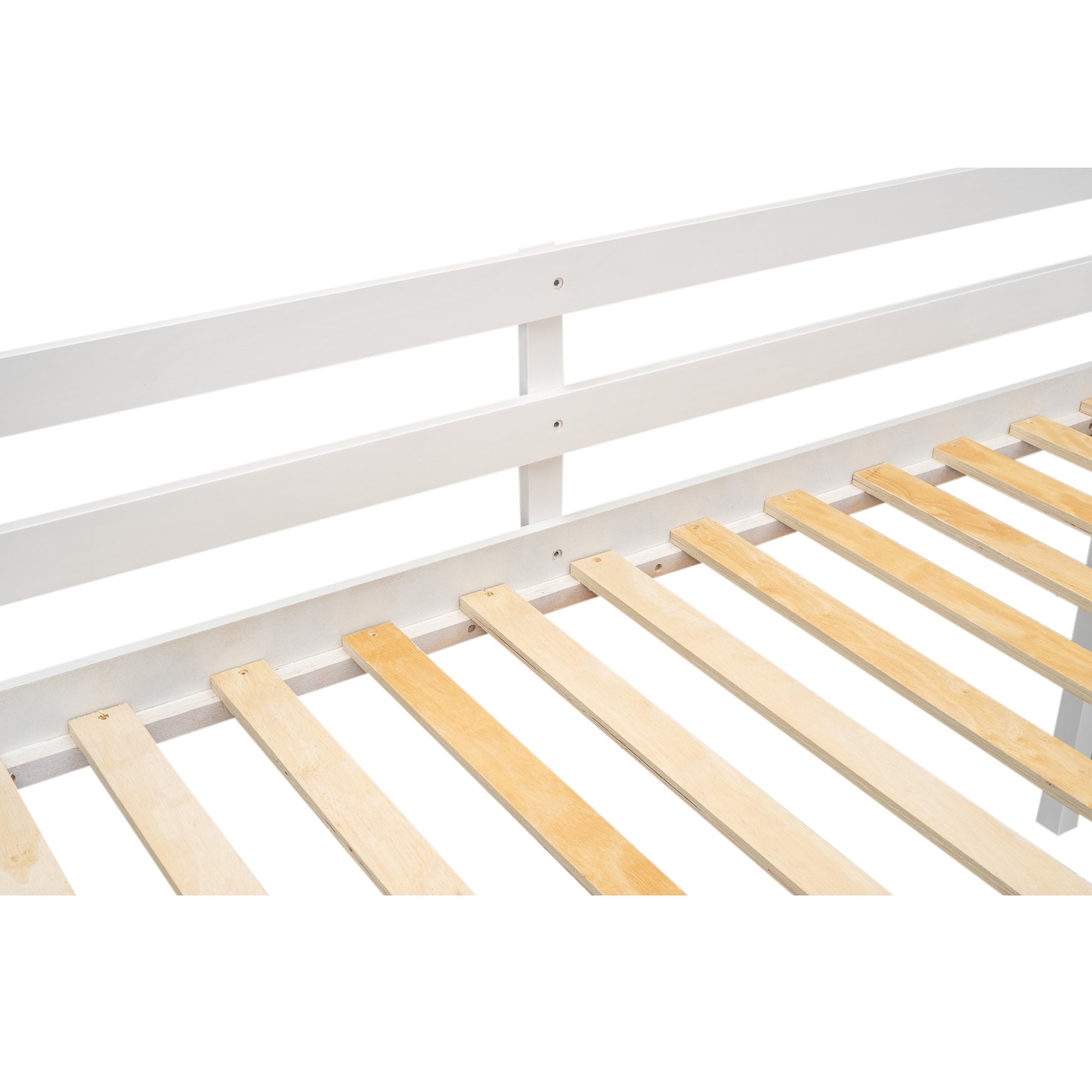 Twin Size Wood Low Loft Bed With Ladder, Ladder Can Be Placed On The Left Or Right, White Box Spring Not Required Twin White Wood Bedroom Solid Wood Mdf