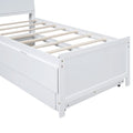 Twin Size Platform Bed With Storage Led Headboard, Twin Size Trundle And 3 Drawers, White Box Spring Not Required Twin White Bedroom Bed Frame Solid Wood Mdf