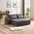 Convertible 3 In 1 Sleeper Sofa And Sectional Sofa With 4 Storage Space For Living Room,Corduroy Couch With 4 Pillows,Corduroy Grey Corduroy 3 Seat
