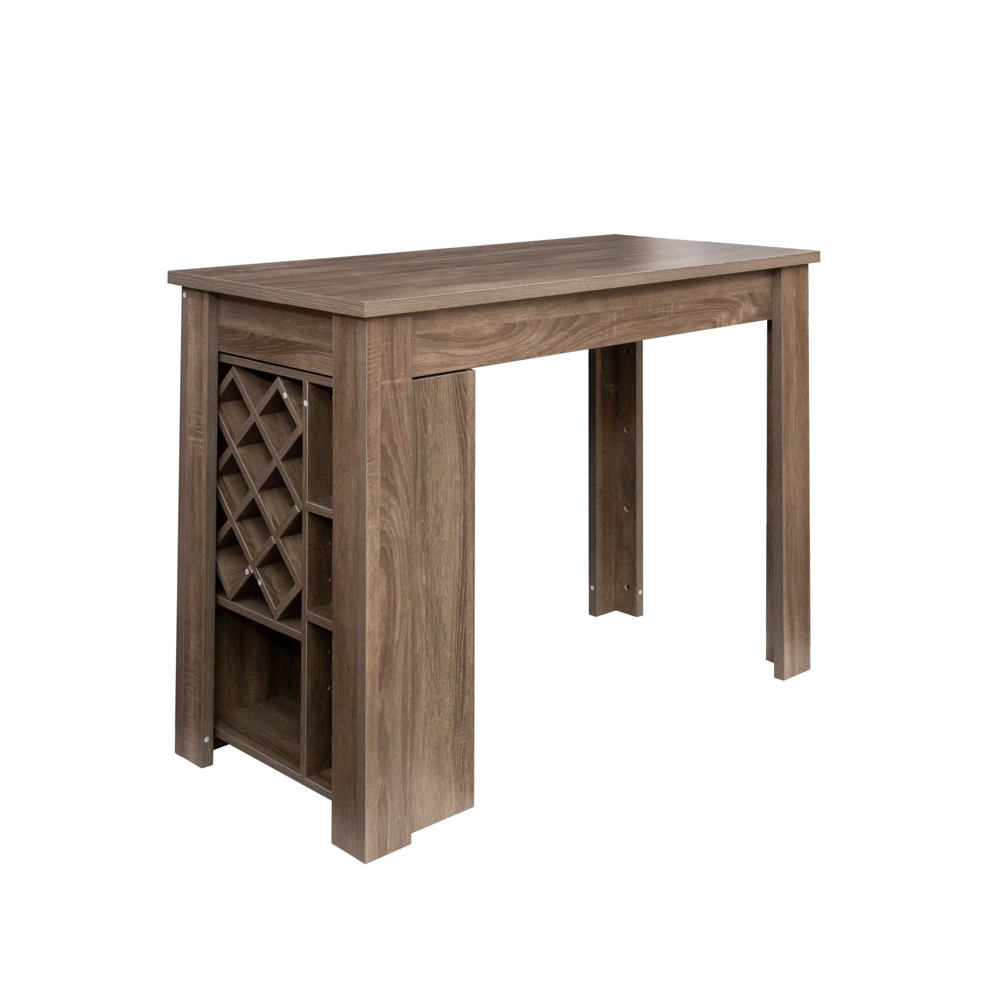 Kitchen Bar Table With Storage Shelves Dark Oak Mdf