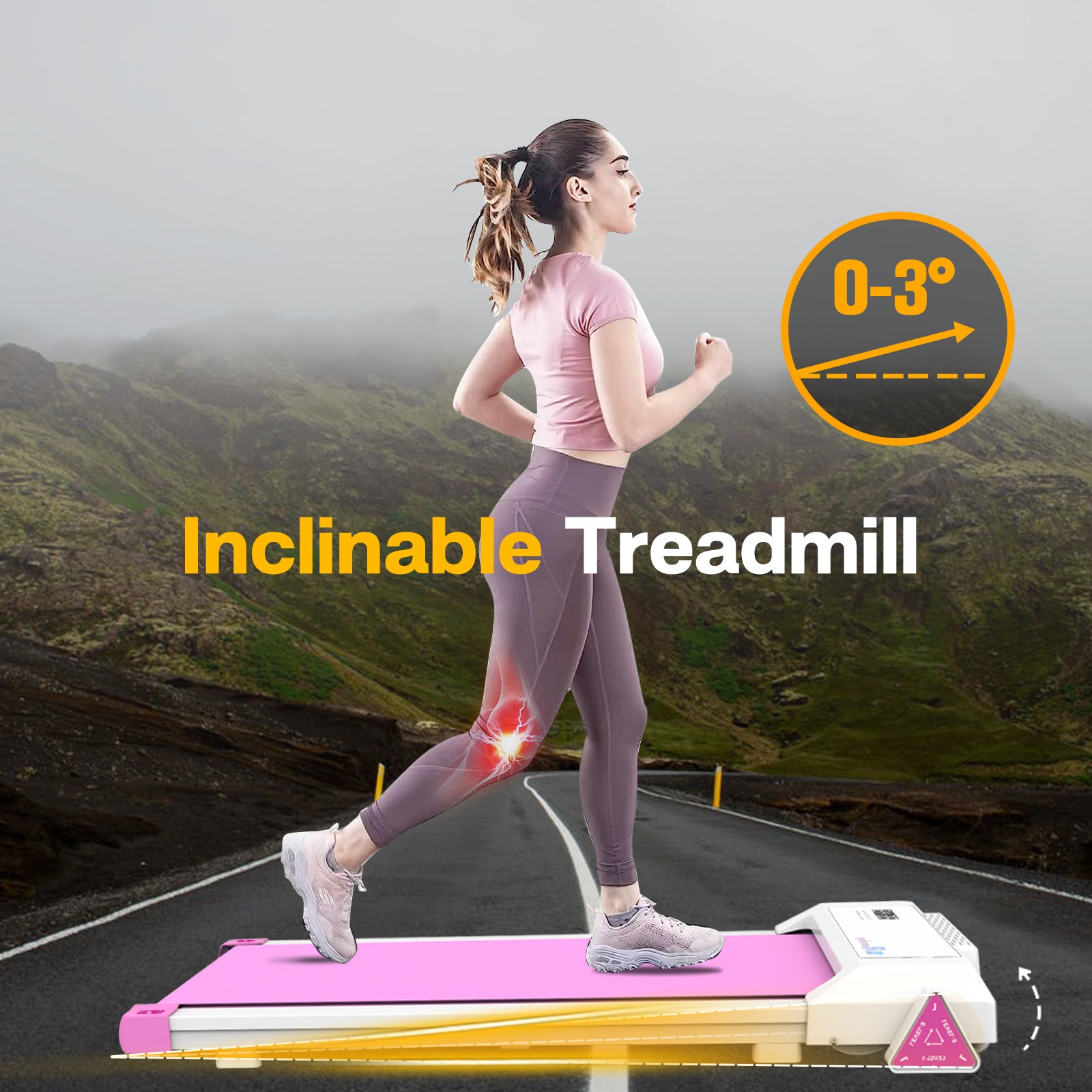 Under Desk Treadmill , Walking Treadmill 2 in 1 for pink-steel