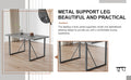 Industrial Rectangular Mdf Material Gray Dining Table With Texture, Equipped With A 1.57 Inch Thick Tabletop And Black Metal Legs, Used For Writing Desks, Kitchen Terraces, Dining Rooms 1529 Grey Mdf