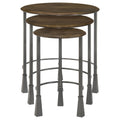 Natural And Gunmetal 3 Piece Nesting Table Brown Primary Living Space Contemporary,Modern Tabeltop Mango Round Coffee & End Tables Wood