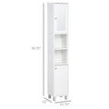 Kleankin Tall Bathroom Storage Cabinet With Mirror, Wooden Freestanding Tower Cabinet With Adjustable Shelves, For Bathroom, Or Living Room, White White Particle Board