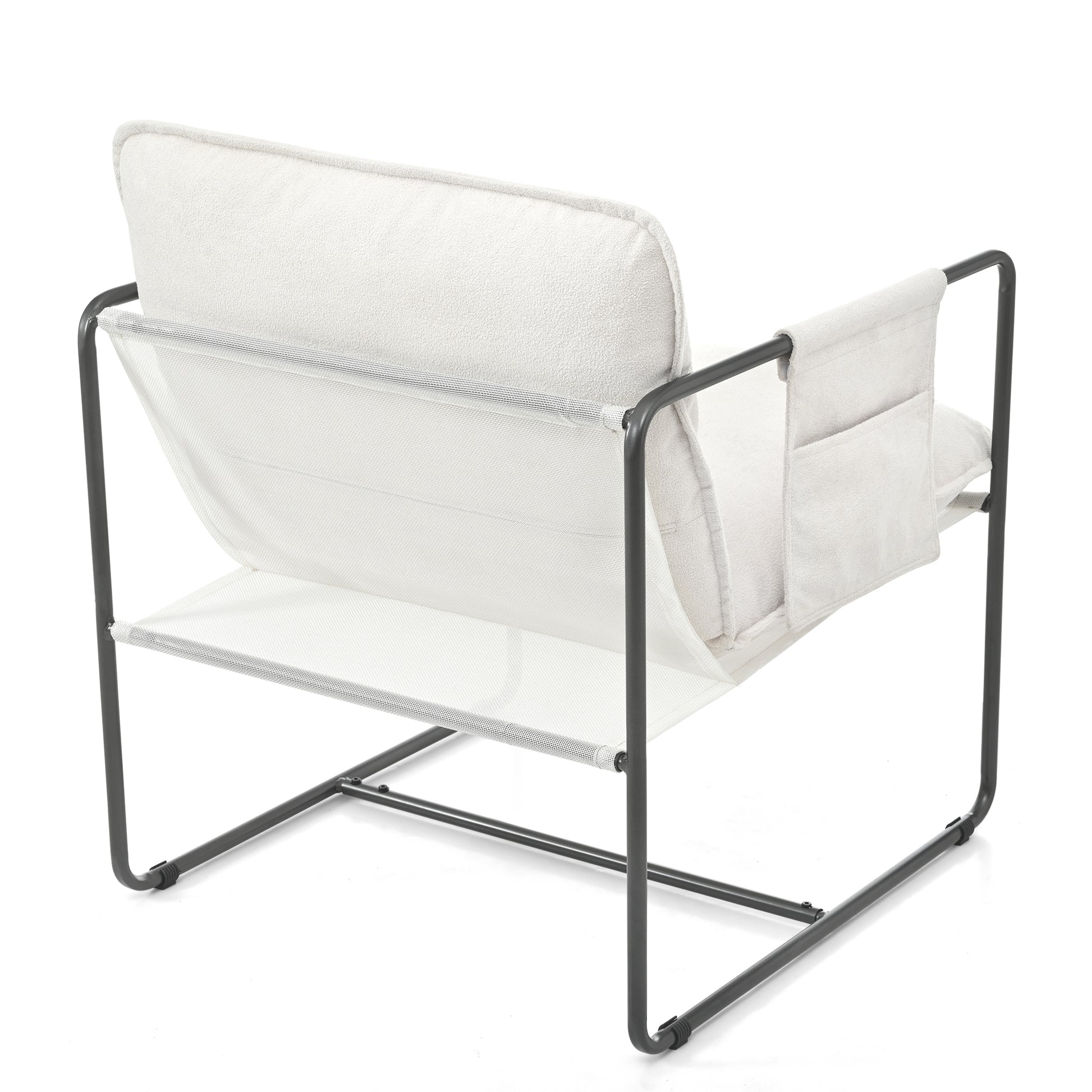 2 Sets 1 Case, Upholstered Hanging Armchair With Arm Pocket Metal Frame, Crushed Foamcushions And Skin Friendly Braid For Living Room And Bedroom. White Color White Foam Polyester