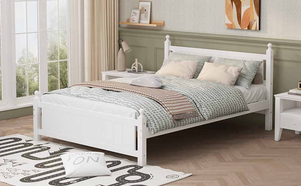 Queen Size Solid Wood Platform Bed Frame for Kids box spring not