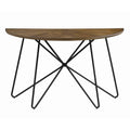 Dark Brown Semicircle Sofa Table Brown Ergonomic Primary Living Space Industrial Tabeltop Semicircular Console Tables Metal Hairpin