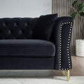 3 Seater 3 Seater Combination Sofa Tufted Couch With Rolled Arms And For Living Room, Bedroom, Office, Apartment, Four Pillows Black Foam Velvet