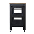 57 Inch Rolling Kitchen Island With Storage,Kitchen Cart With Solid Oak Wood Top,Two Sided Kitchen Island Cart On Wheelswine And Spice Rack, Large Kitchen Cart With 2 Drawers, Black Natural Top Black Natural Dining Room American Design Rectangular