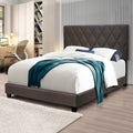 Brown Queen Size Adjustable Upholstered Bed Frame Stain Resistant Pvc Leather Plaid Design Simple Style Box Spring Not Required Queen Brown Wood Espresso Bedroom Classic,Minimalist,Shabby Chic Rubberwood Adjustable Bedbase Fiber Foam And Polyester Fiber