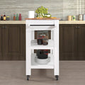 57 Inch Rolling Kitchen Island With Storage,Kitchen Cart With Solid Oak Wood Top,Two Sided Kitchen Island Cart On Wheels ,Wine And Spice Rack, Large Kitchen Cart With 2 Drawers, Milk White Natural Top White Natural Dining Room American Design Rectangular