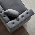 3 Seater 3 Seater Combination Sofa Tufted Couch With Rolled Arms And For Living Room, Bedroom, Office, Apartment, Four Pillows Grey Foam Velvet