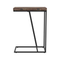 Rustic Herringbone Chevron Accent Table Brown Primary Living Space Industrial Tabeltop Rectangular Coffee & End Tables Metal