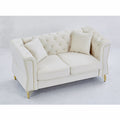 3 Seater 2 Seater Combination Sofa Tufted Couch With Rolled Arms And For Living Room, Bedroom, Office, Apartment, Four Pillows Beige Foam Velvet